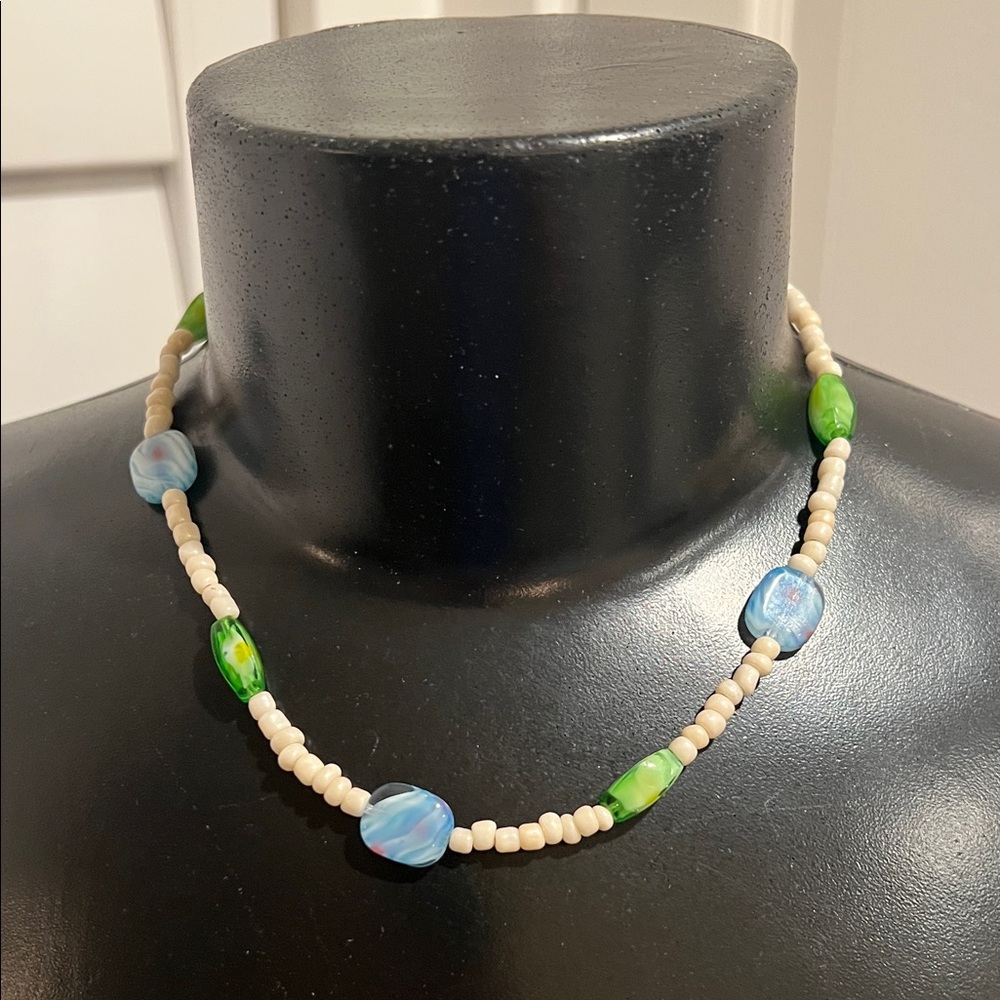 Blue and Green Beaded Women's Necklace